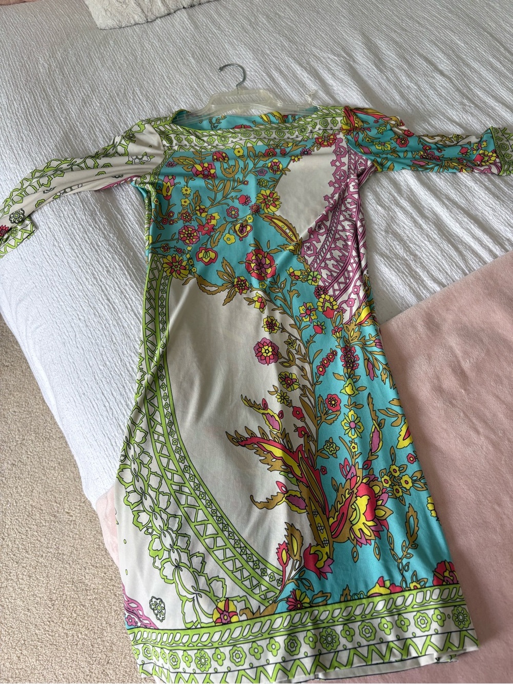Morgan McFeeters Turquoise, White & Pink Floral Print Dress